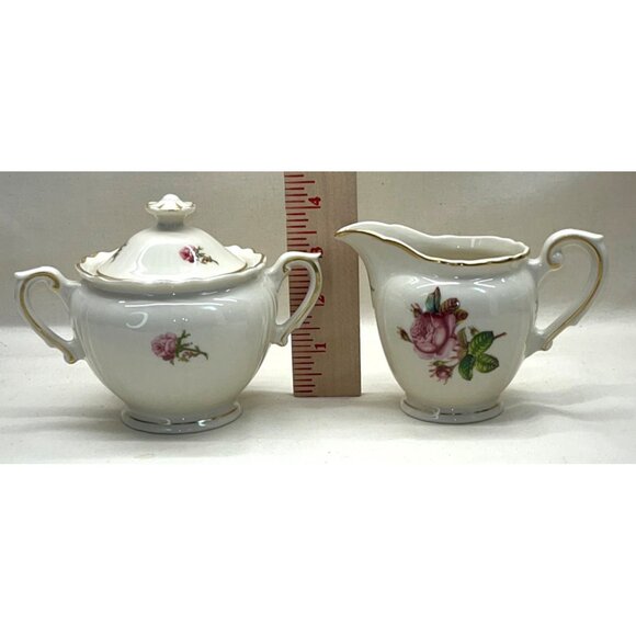 Syracuse China Federal Shape Victoria Rose Creamer and Covered Sugar Bowl - Picture 6 of 7